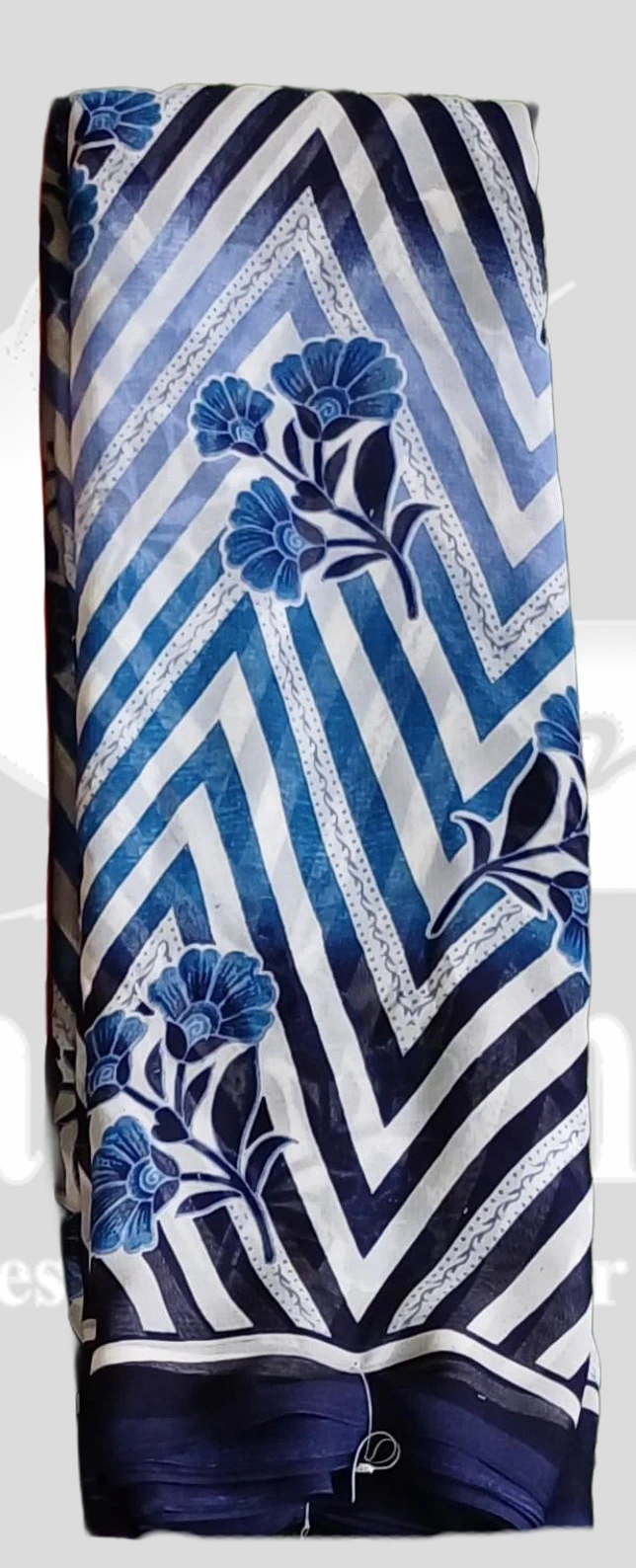 Reniyal (Heavy) Floral & Striped Printed Saree &ndash; SMARTLK1004 &ndash; Navy Blue Mix